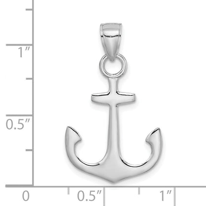 14K Weißgold Polierter 3D-Anker-Charm
