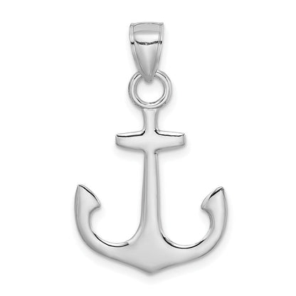 14K Weißgold Polierter 3D-Anker-Charm