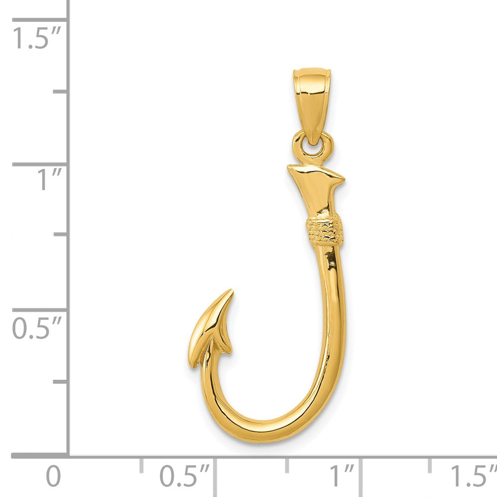 14K Gelbgold 3-D Angelhaken-Anhänger
