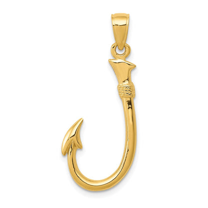 14K Gelbgold 3-D Angelhaken-Anhänger