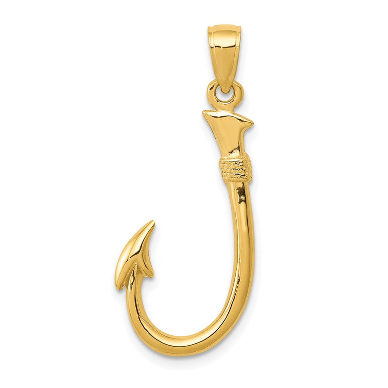 14K Gelbgold 3-D Angelhaken-Anhänger