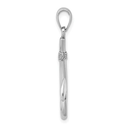14K Weißgold 3-D Angelhaken-Charm