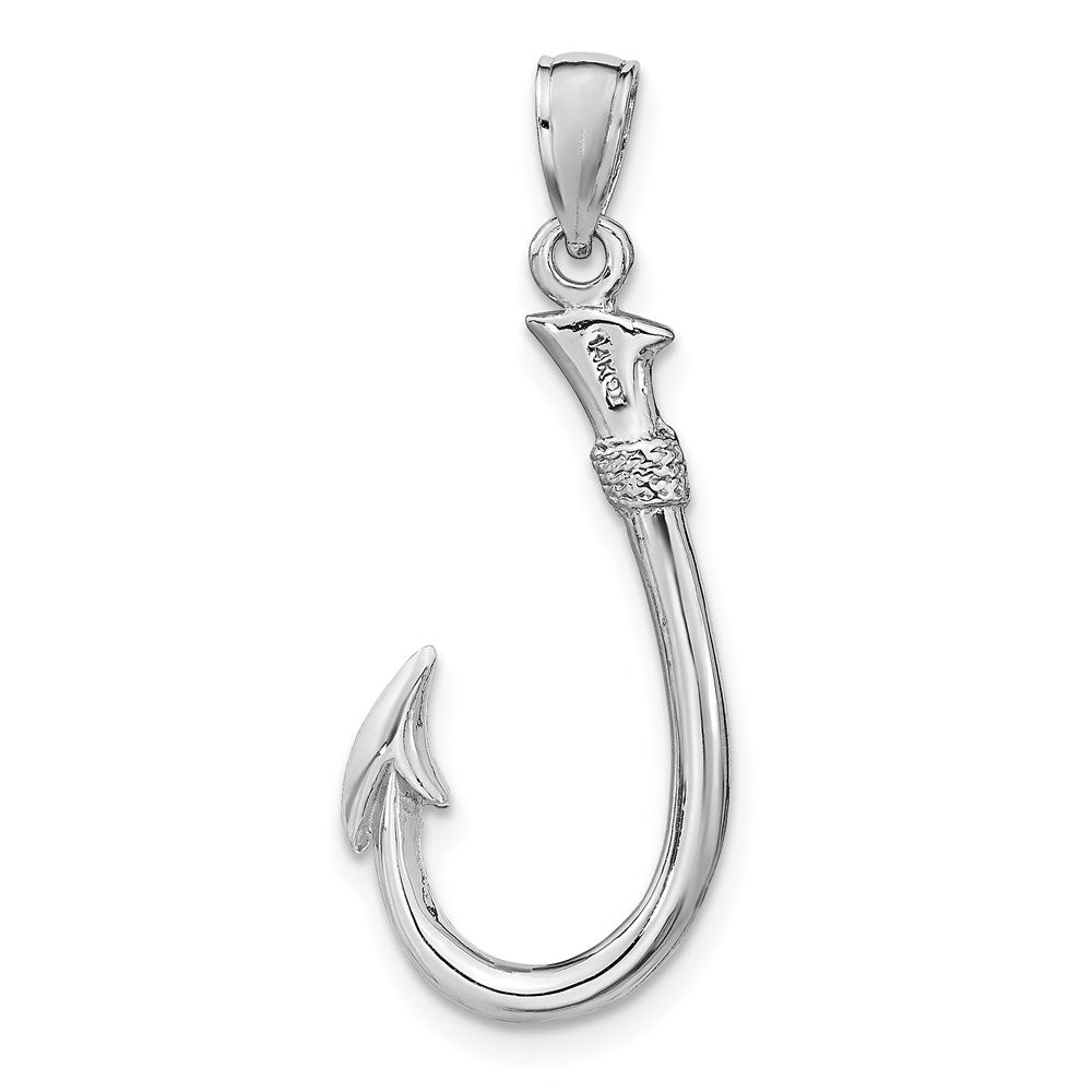 14K Weißgold 3-D Angelhaken-Charm