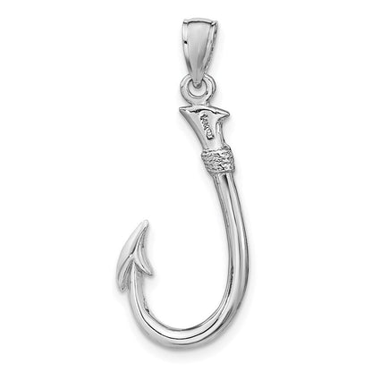 14K Weißgold 3-D Angelhaken-Charm
