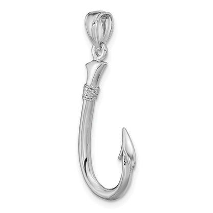 14K Weißgold 3-D Angelhaken-Charm