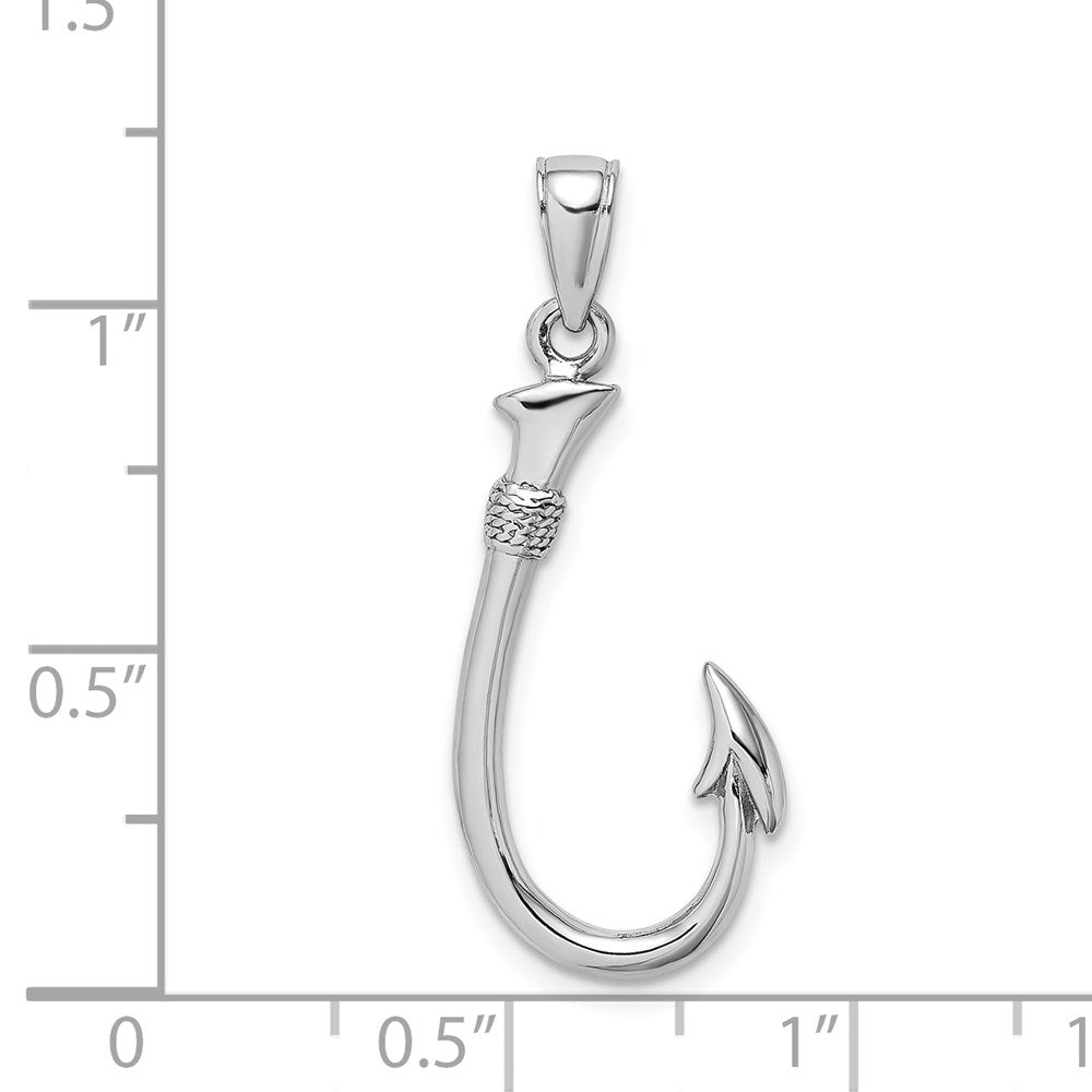 14K Weißgold 3-D Angelhaken-Charm