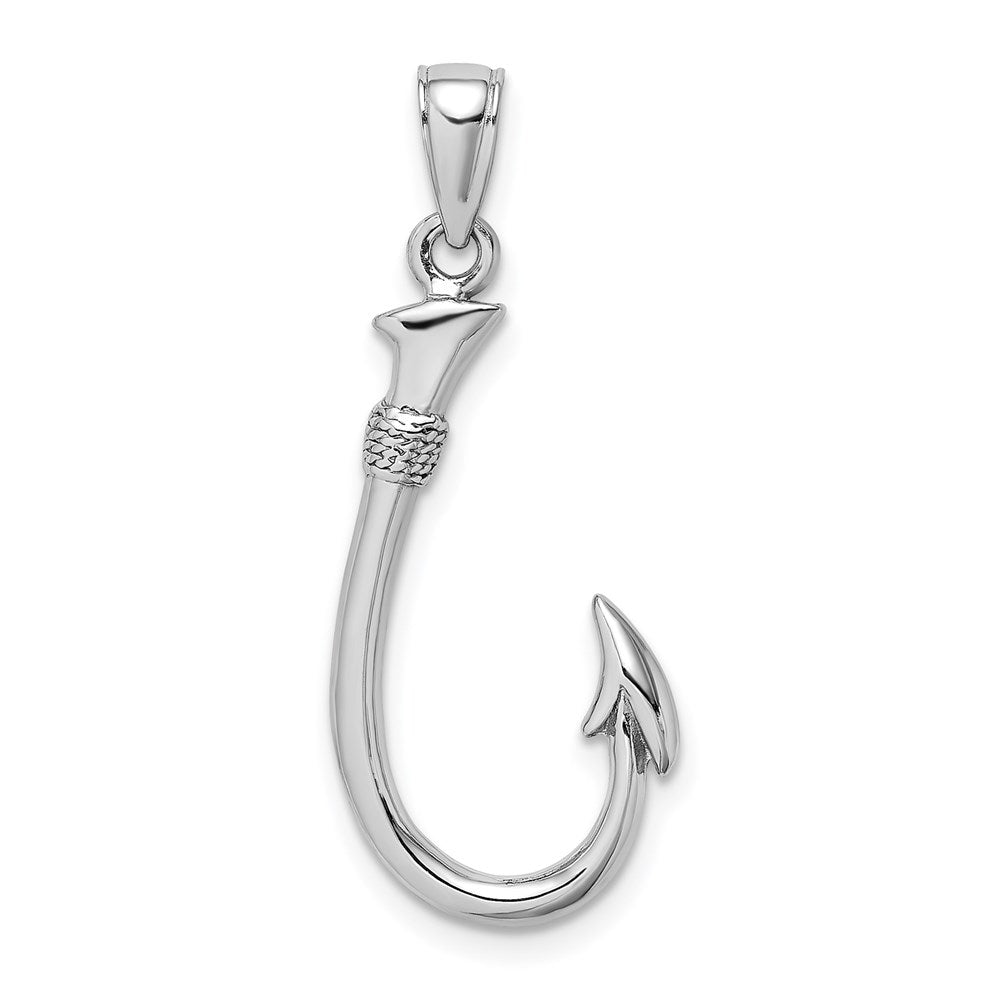 14K Weißgold 3-D Angelhaken-Charm