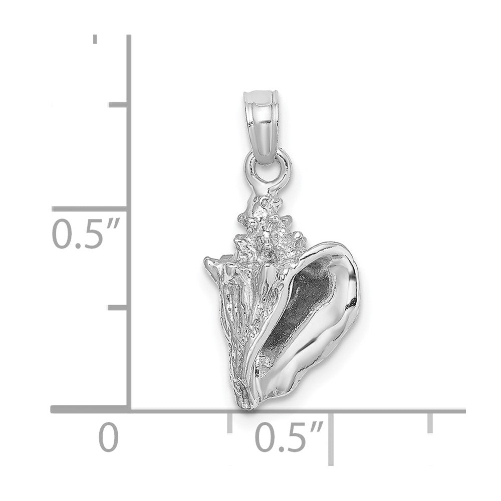 14K Weißgold 3-D Muschelschale-Charm