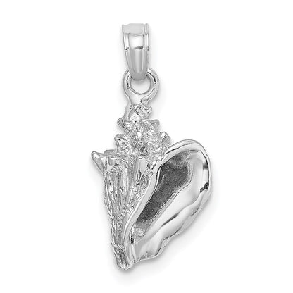14K Weißgold 3-D Muschelschale-Charm