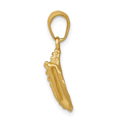 14K Gelbgold Massiv Poliert Conch Muschel Anhänger