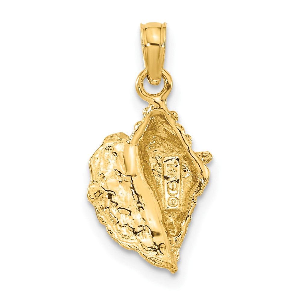 14K Gelbgold Massiv Poliert Conch Muschel Anhänger