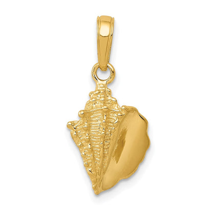 14K Gelbgold Massiv Poliert Conch Muschel Anhänger