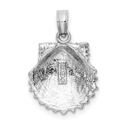 14K Weißgold Charm mit strukturierter Muschelschale
