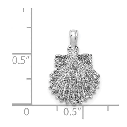 14K Weißgold Charm mit strukturierter Muschelschale