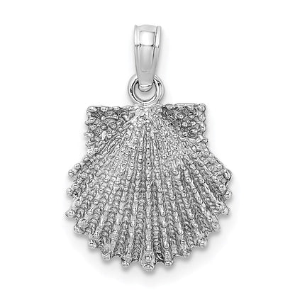 14K Weißgold Charm mit strukturierter Muschelschale