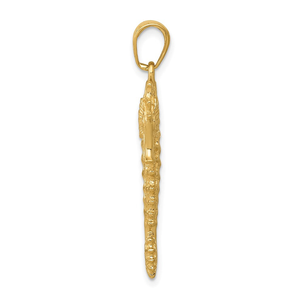 14K Gelbgold 3-D-Seepferdchen-Anhänger