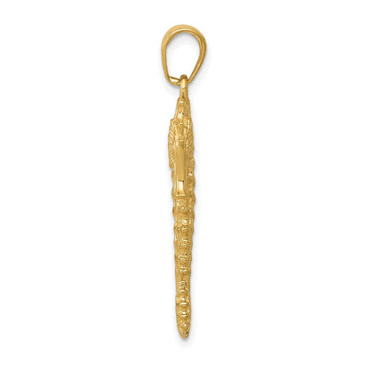 14K Gelbgold 3-D-Seepferdchen-Anhänger