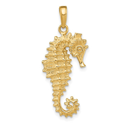 14K Gelbgold 3-D-Seepferdchen-Anhänger