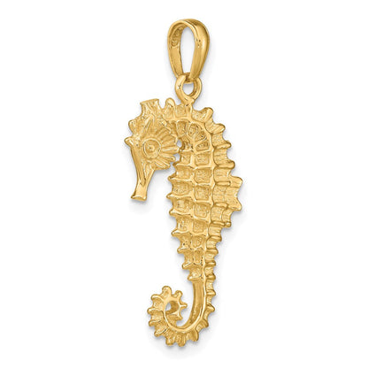 14K Gelbgold 3-D-Seepferdchen-Anhänger