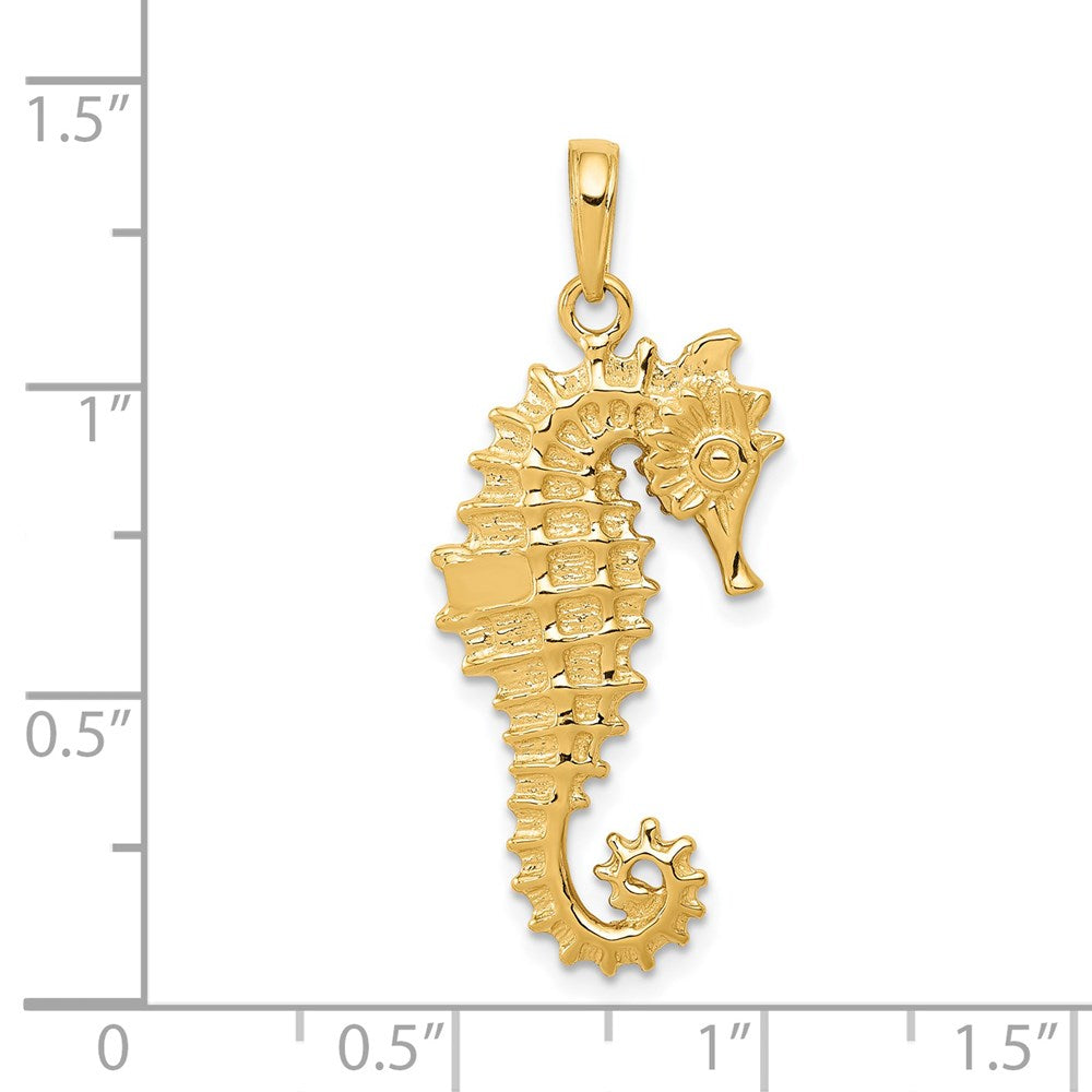 14K Gelbgold 3-D-Seepferdchen-Anhänger