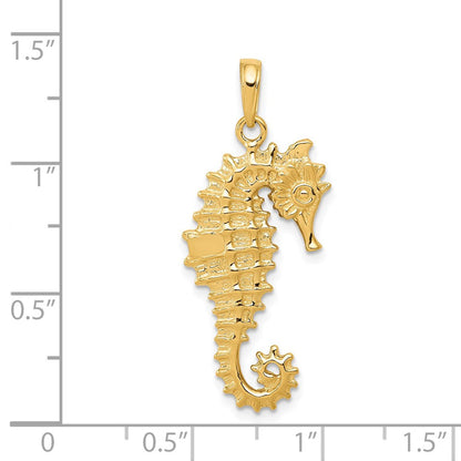 14K Gelbgold 3-D-Seepferdchen-Anhänger
