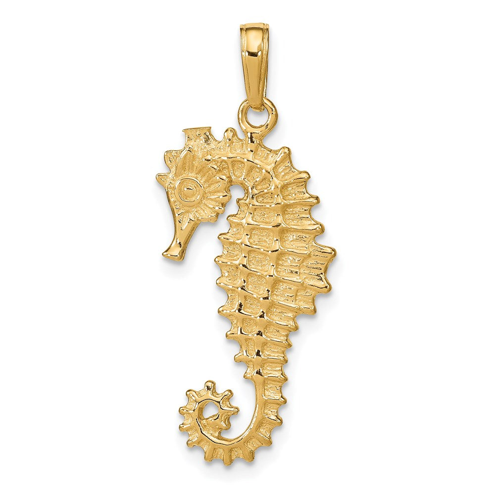 14K Gelbgold 3-D-Seepferdchen-Anhänger