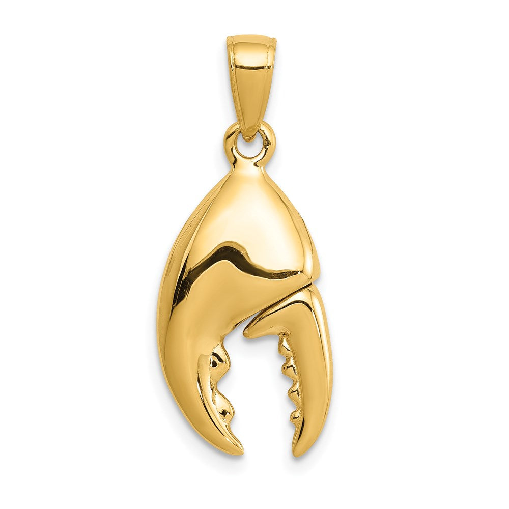 14K Gelbgold 3-D beweglicher Steinkrabbenschere-Anhänger