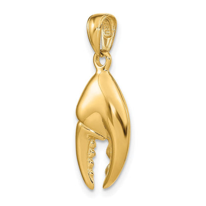 14K Gelbgold 3-D beweglicher Steinkrabbenschere-Anhänger