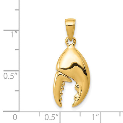 14K Gelbgold 3-D beweglicher Steinkrabbenschere-Anhänger