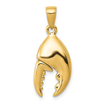 14K Gelbgold 3-D beweglicher Steinkrabbenschere-Anhänger
