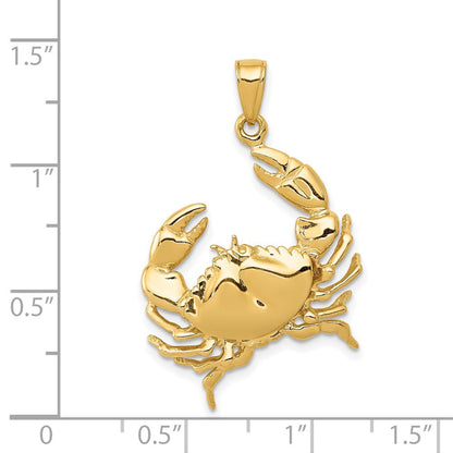 14K Gelbgold Steinkrabbe mit ausgestreckter Schere Anhänger