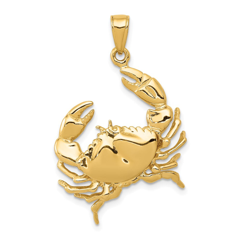 14K Gelbgold Steinkrabbe mit ausgestreckter Schere Anhänger