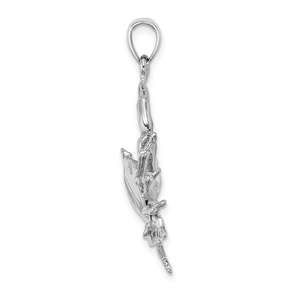 14K Weißgold Steinkrabben-Charm mit Klauen-Verlängerung