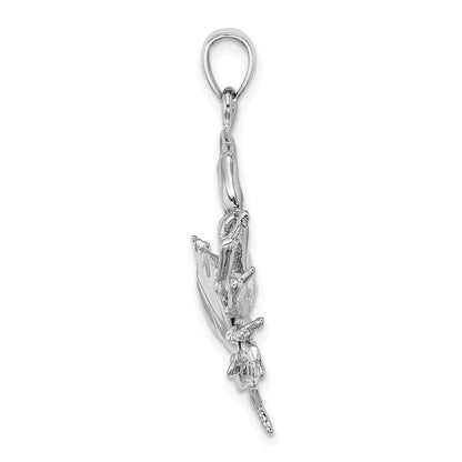 14K Weißgold Steinkrabben-Charm mit Klauen-Verlängerung