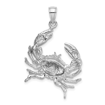 14K Weißgold Steinkrabben-Charm mit Klauen-Verlängerung