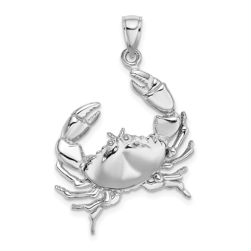 14K Weißgold Steinkrabben-Charm mit Klauen-Verlängerung