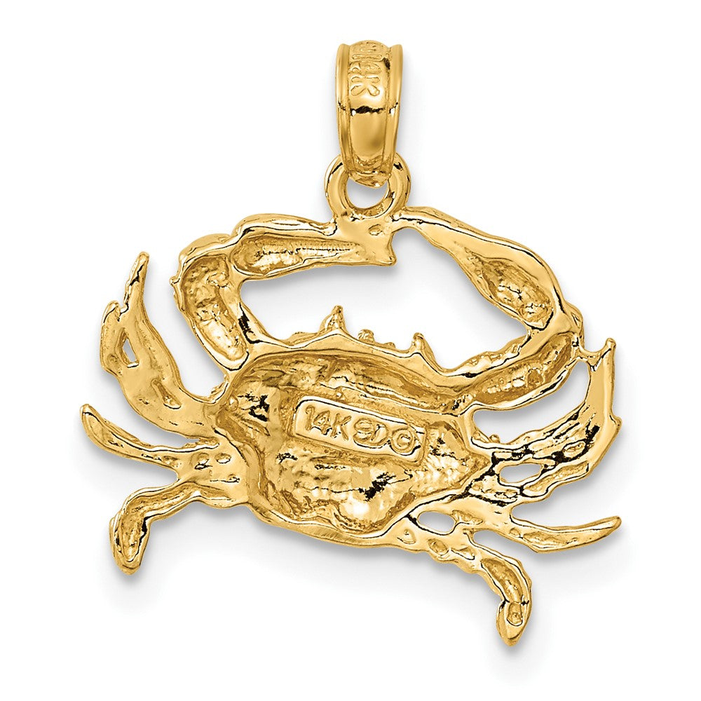 14K Gelbgold Blaue Krabbe Anhänger