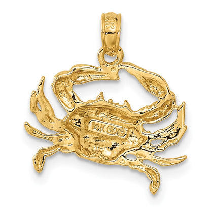 14K Gelbgold Blaue Krabbe Anhänger