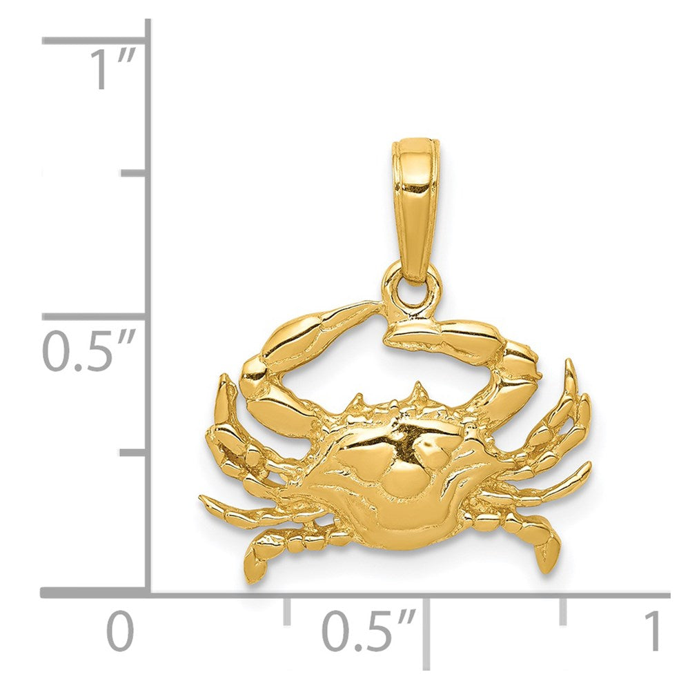 14K Gelbgold Blaue Krabbe Anhänger