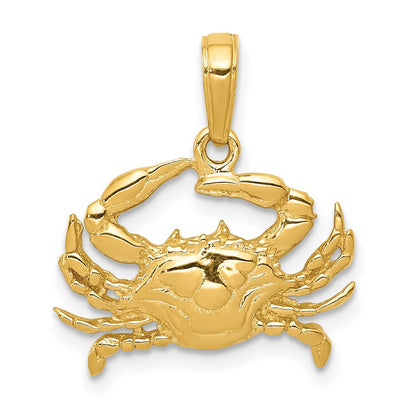 14K Gelbgold Blaue Krabbe Anhänger