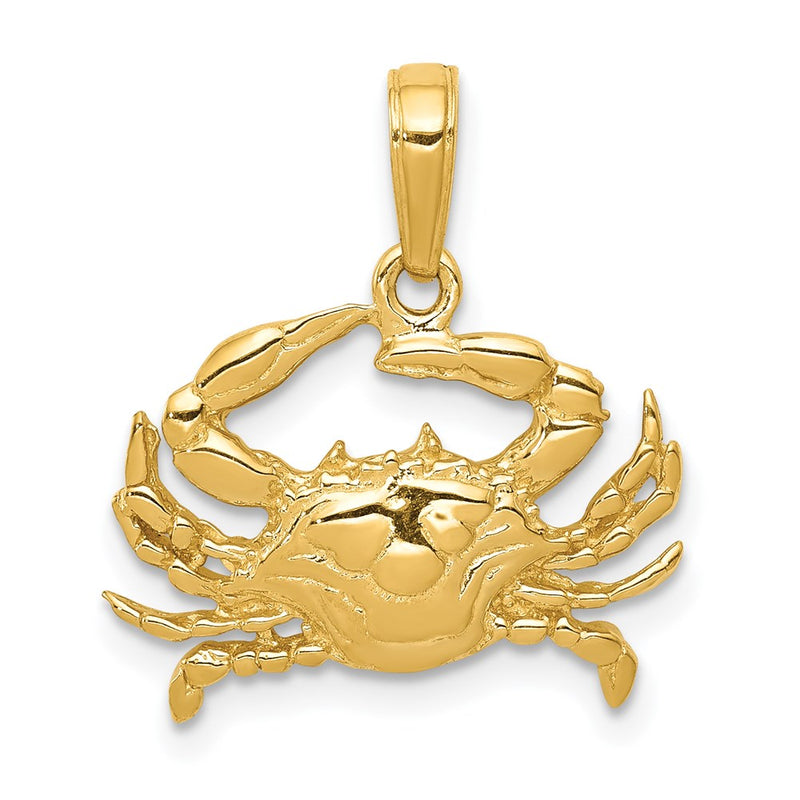 14K Gelbgold Blaue Krabbe Anhänger