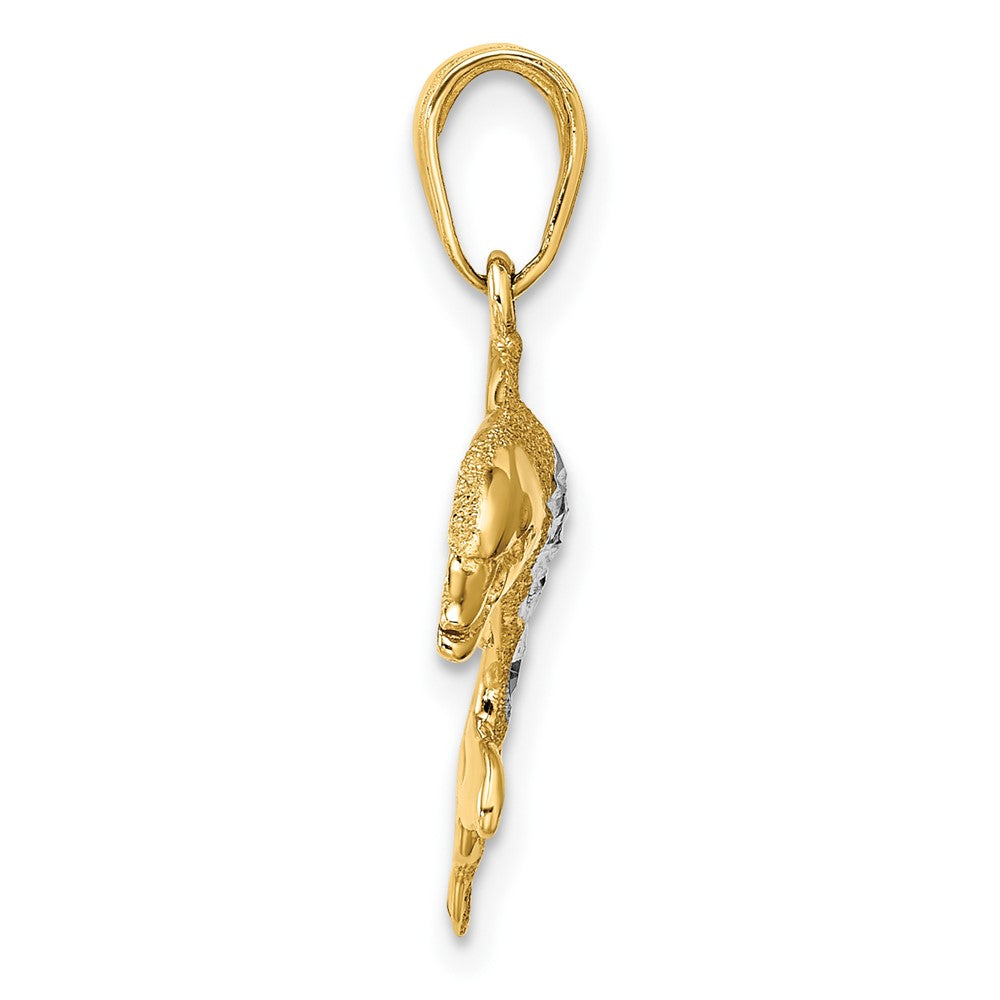 14K Gelb & Rhodium mit Rhodium Diamantiert Delfin Anhänger