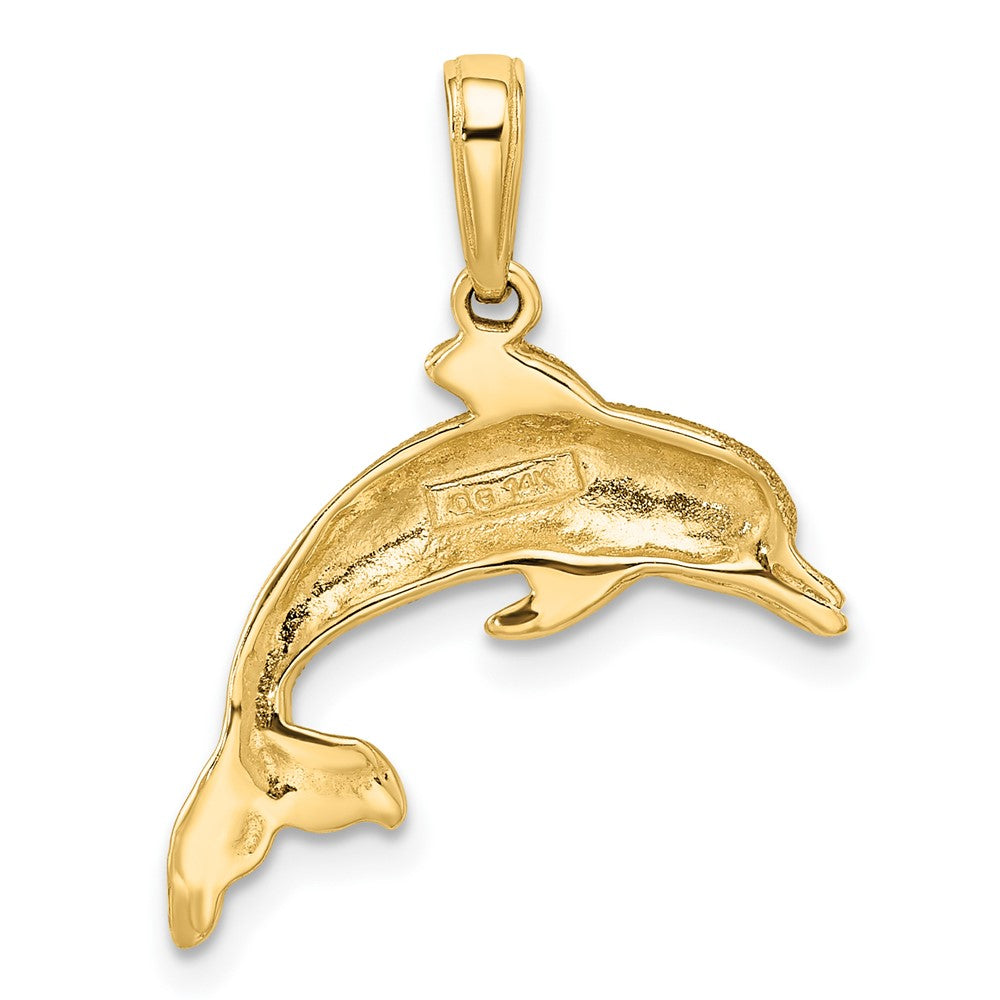 14K Gelb & Rhodium mit Rhodium Diamantiert Delfin Anhänger