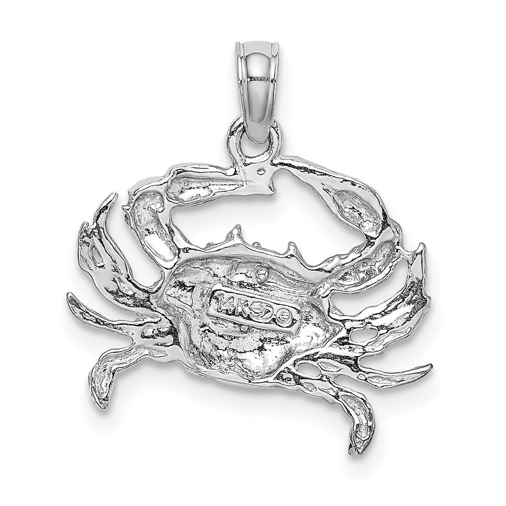 14K Weißgold Blaue-Krabbe-Charm