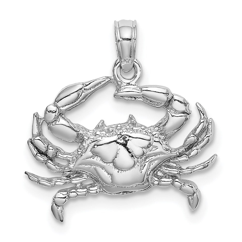 14K Weißgold Blaue-Krabbe-Charm