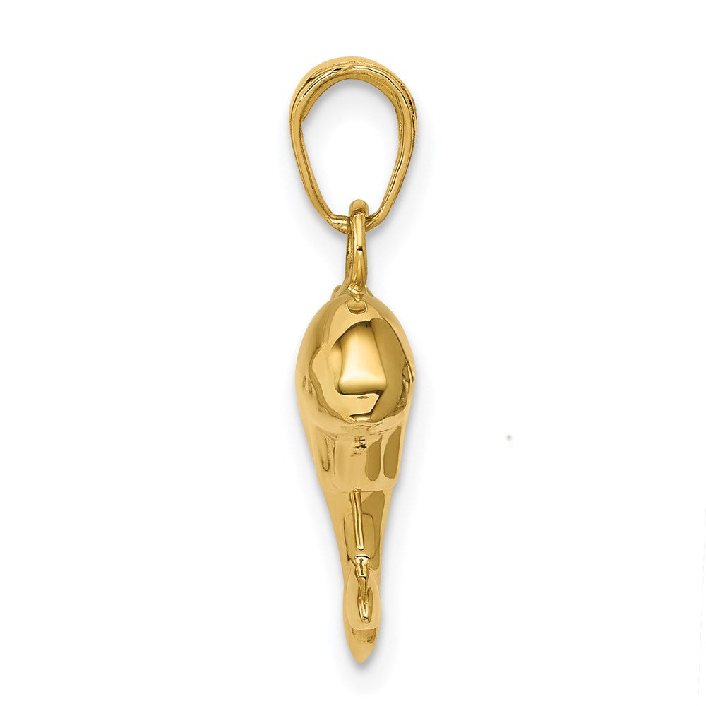 14K Gelbgold Poliert 3-D Delfin-Anhänger