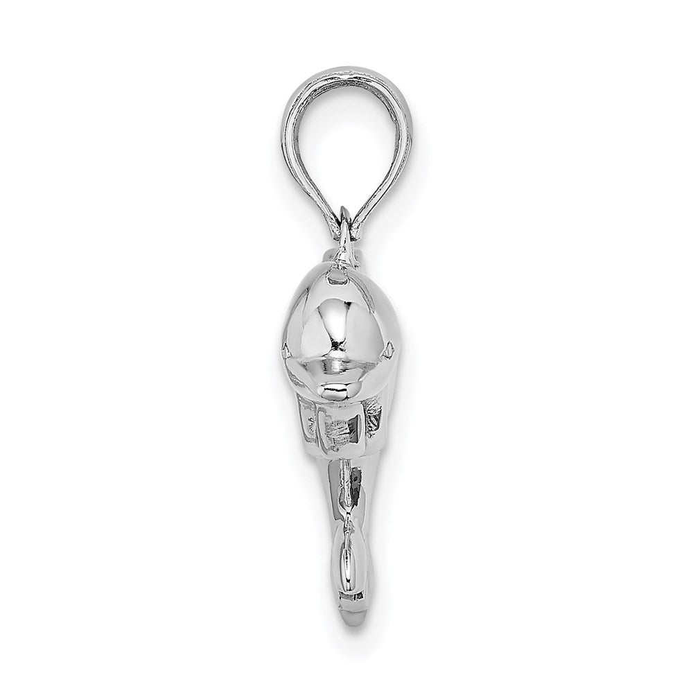 14K Weißgold 3-D gepuffter Delfin-Charm