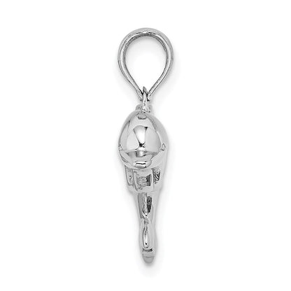 14K Weißgold 3-D gepuffter Delfin-Charm