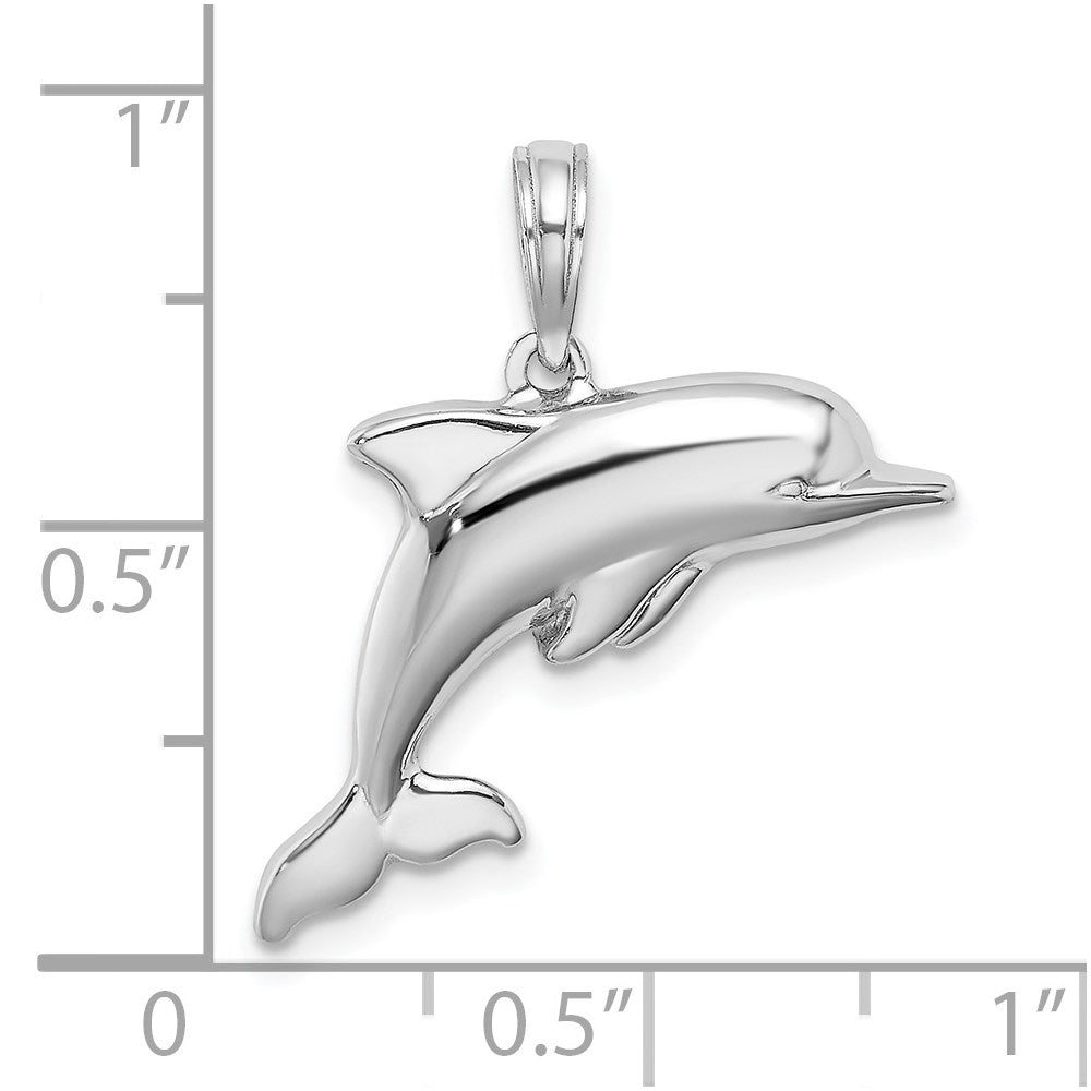 14K Weißgold 3-D gepuffter Delfin-Charm