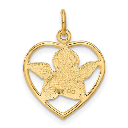 14K Gelbgold Engel in Herz Charm